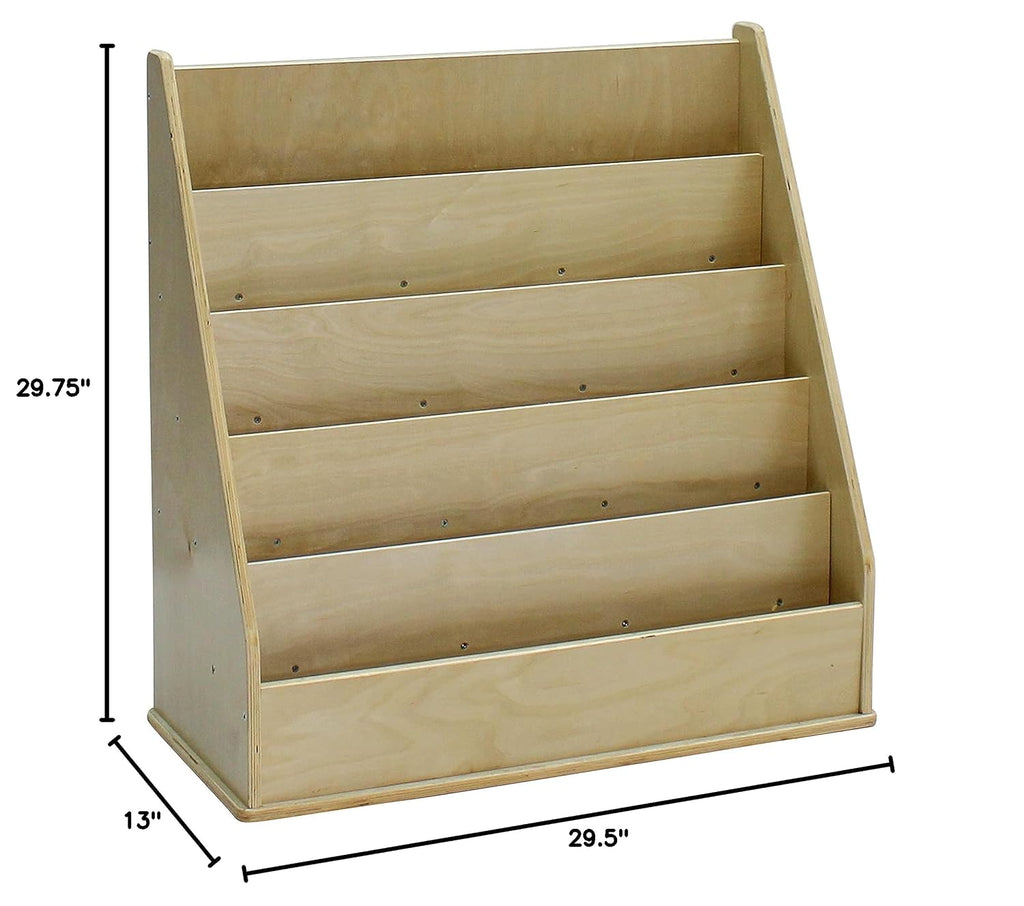 Factory Direct Partners Birch Book Display Stand, 5-Shelf Storage for Kid's Books and Magazines, Children's Furniture for Bedroom, Playroom, Daycare, Preschool or Classroom - Natural, 13132-NT