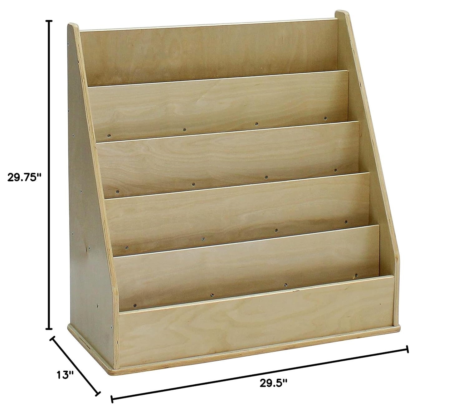 Factory Direct Partners Birch Book Display Stand, 5-Shelf Storage for Kid's Books and Magazines, Children's Furniture for Bedroom, Playroom, Daycare, Preschool or Classroom - Natural, 13132-NT