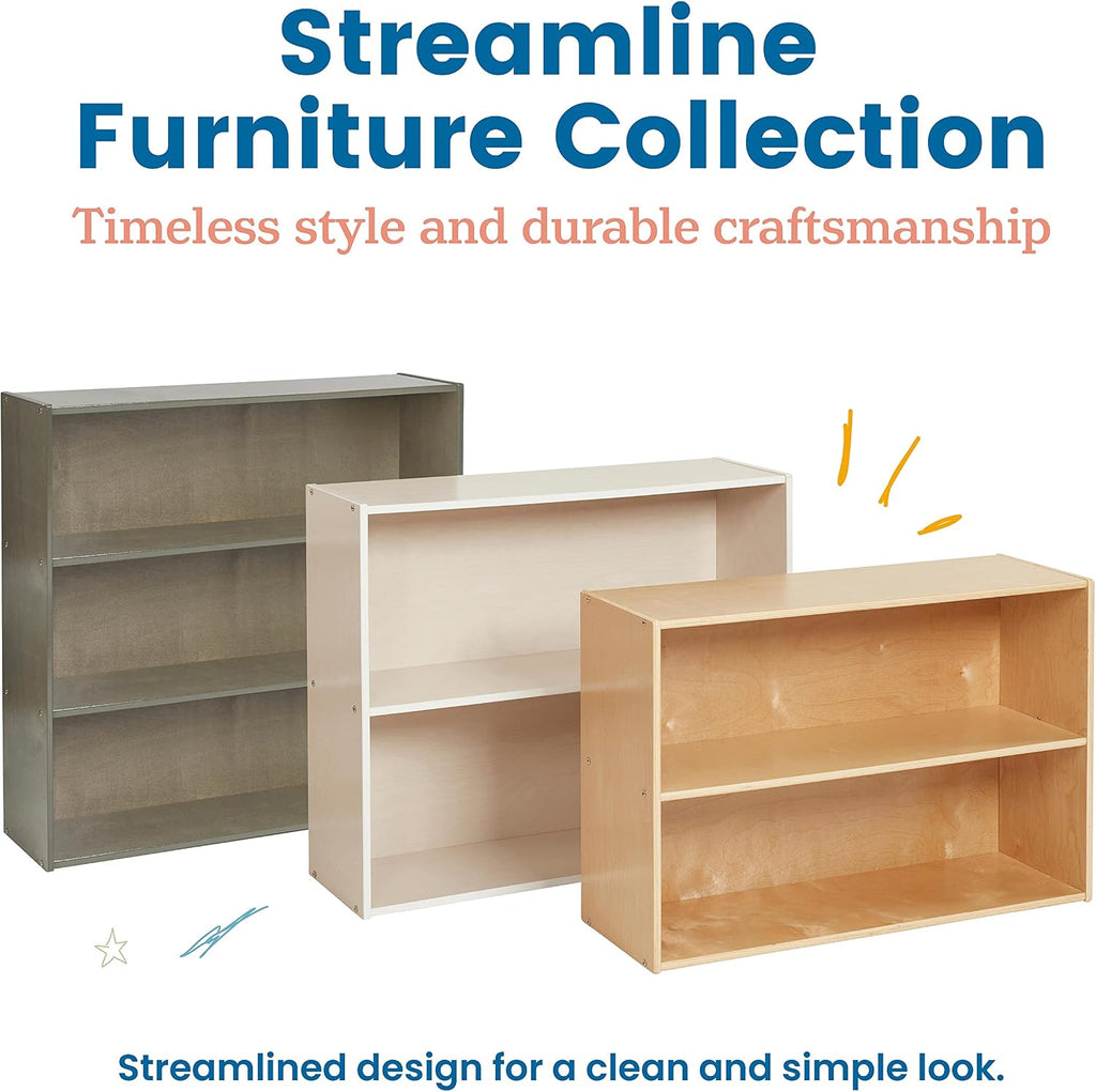 ECR4Kids Birch Streamline 3-Shelf Storage Cabinet, 36in High, Bookcase for Classroom and Playroom, Grey Wash