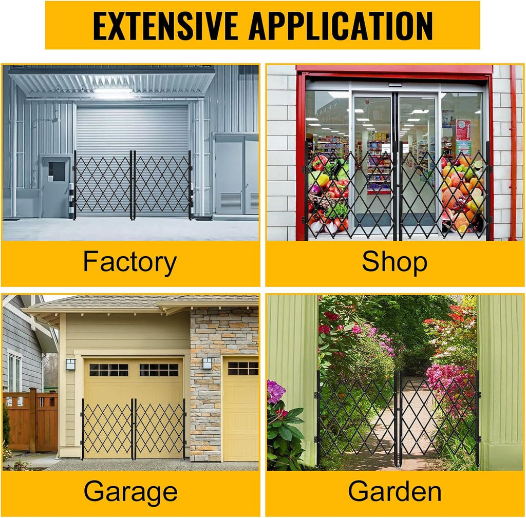 Folding Security Gate Stainless Steel Folding Door Gate Driveway Gate Flexible Expanding Fence Gate Retractable Fence Outdoor Barricade Scissor Gate with Casters (118.11'Wx59.06'H)