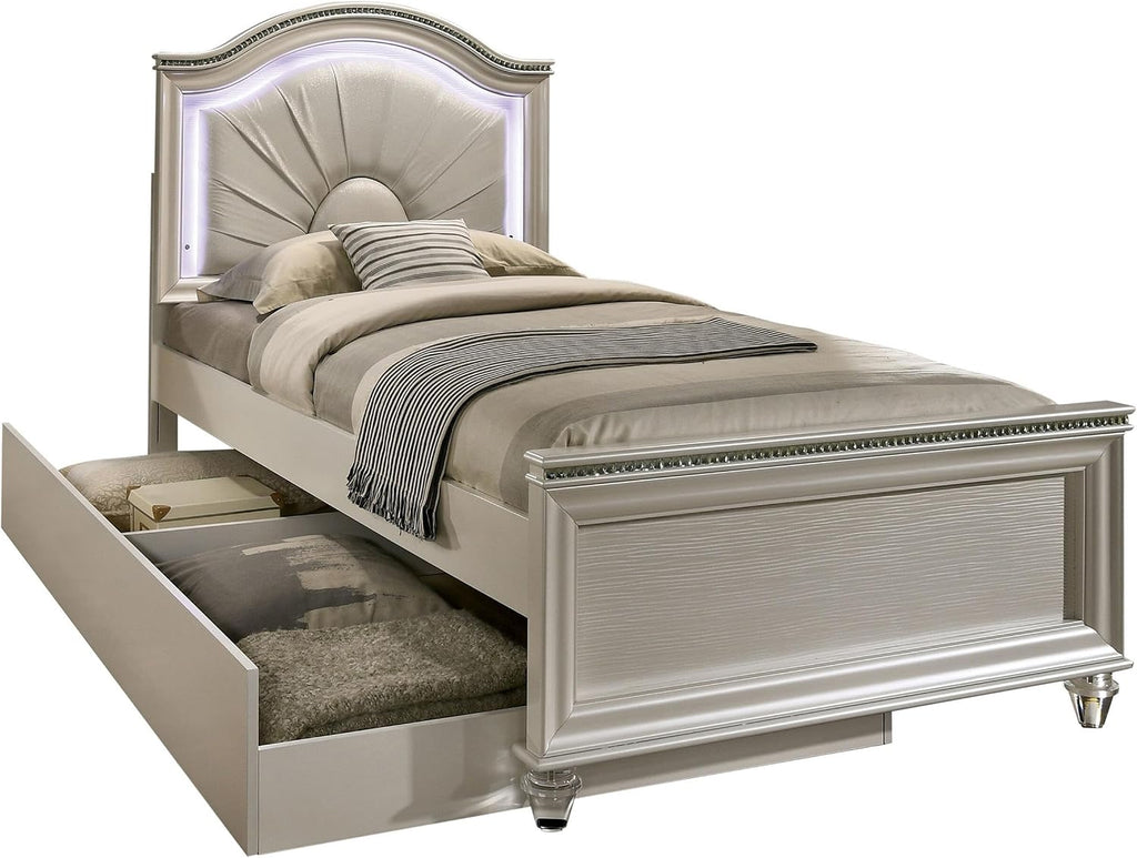 Furniture of America FOA Devado 3-Piece White Wood Bedroom Set - Full + Nightstand + Trundle