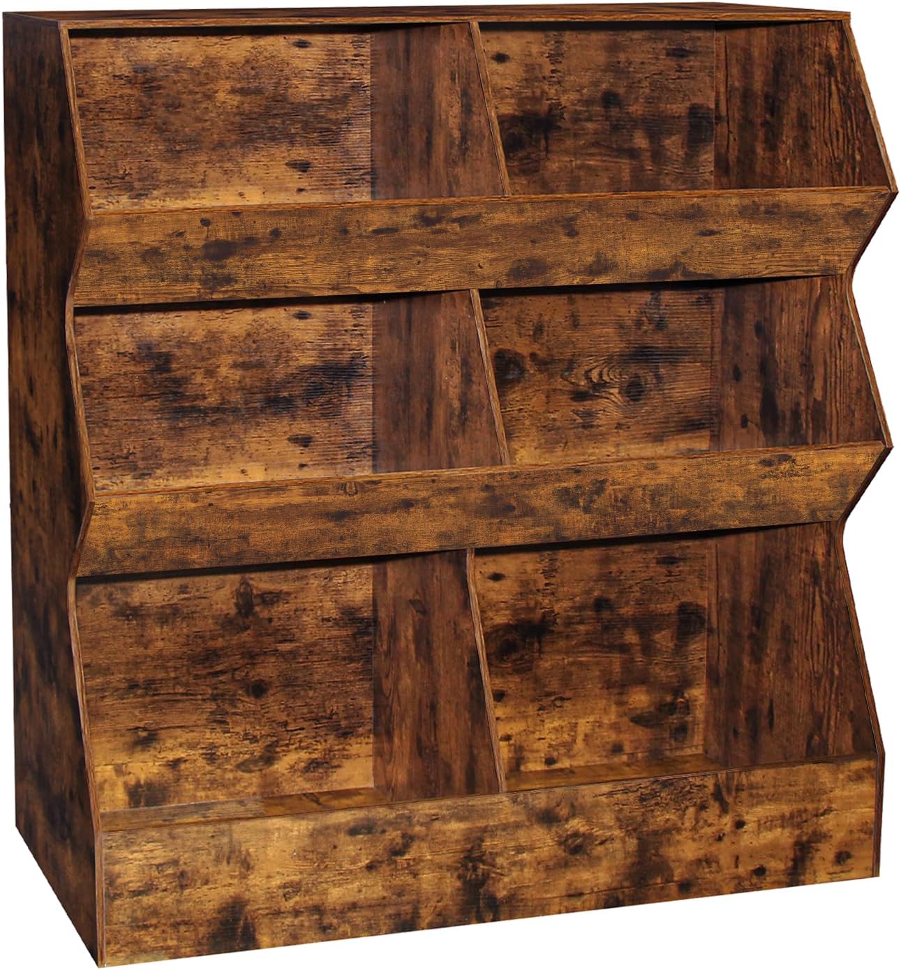 DINZI LVJ Toy Storage Organizer, Kids Bookshelf, Wooden Toy Storage Cabinet, 6 Cubby Children Bookcase, 39.4' L Toddler Book Shelf for Playroom, Living Room, Nursery, Hallway, School, Rustic Brown