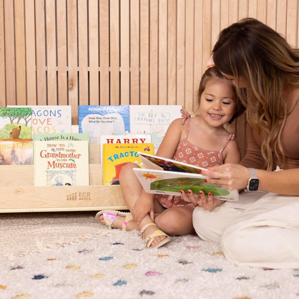 ECR4Kids 3-Shelf Floor Book Display with Handles, 36in, Children's Furniture, Natural