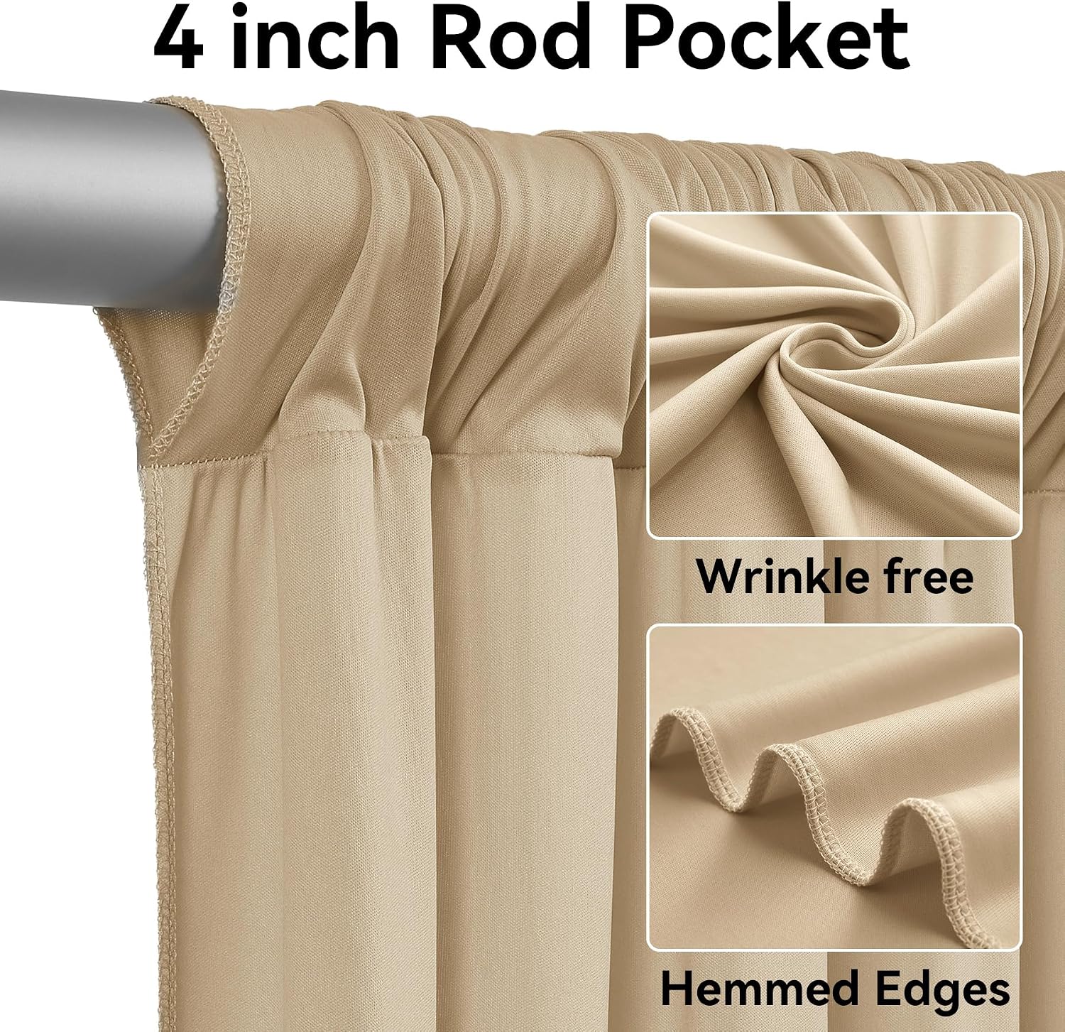 40ftx15ft Champagne Backdrop Curtains for Parties, Wrinkle Free Polyester Photo Backdrop Drapes 8 Panels 15 ft Long Back Drop Cloth for Wedding Birthday Photography Background Party
