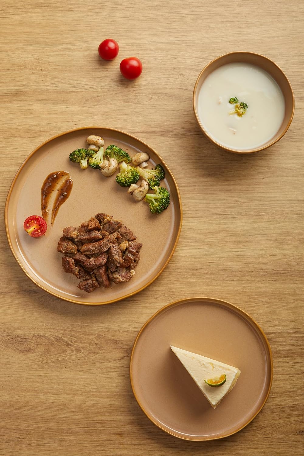 FOBENTA Handcrafted Dish Set for 8,24 Piece Rustic Brown Ceramic Plates and Bowls Set – Vintage-Inspired Dinnerware Sets for Hosting & Everyday Warmth