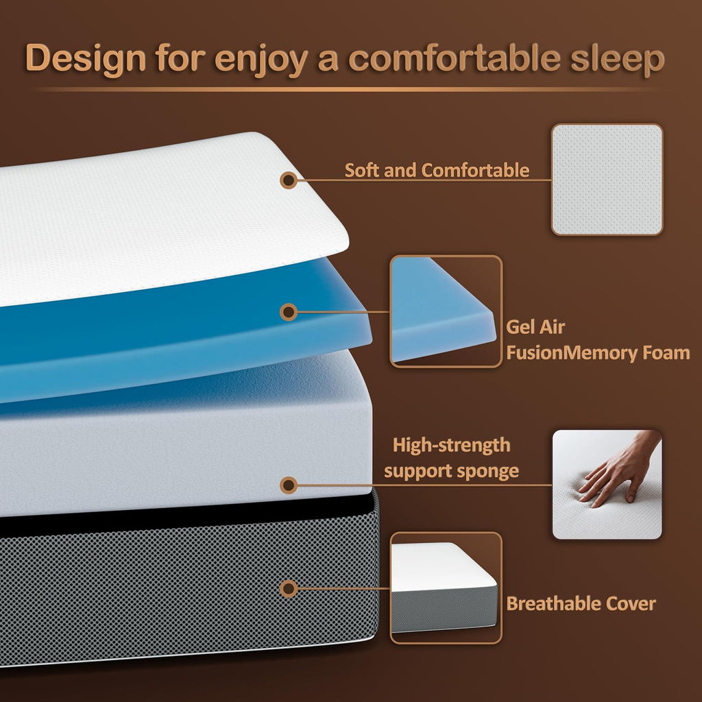 Treaton, Tri-Folding Gel Memory Foam Portable Floor Mattress