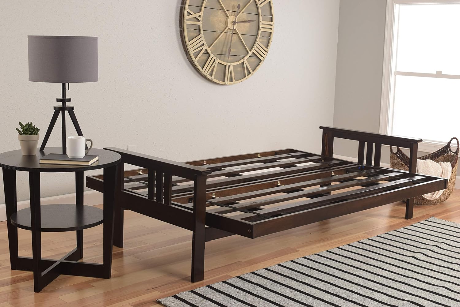 Kodiak Furniture Monterey Futon Set, No Drawers, with Espresso Base and Suede Black Mattress