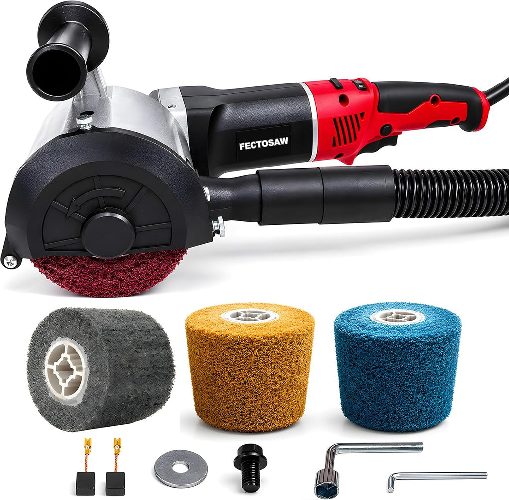 1380W Dustless Drum Burnishing Polisher, 6-Speed Variable Surface Conditioning Machine for Rust Removal, Paint Stripping, Stainless Steel Satin Finishing & Wood Restoration