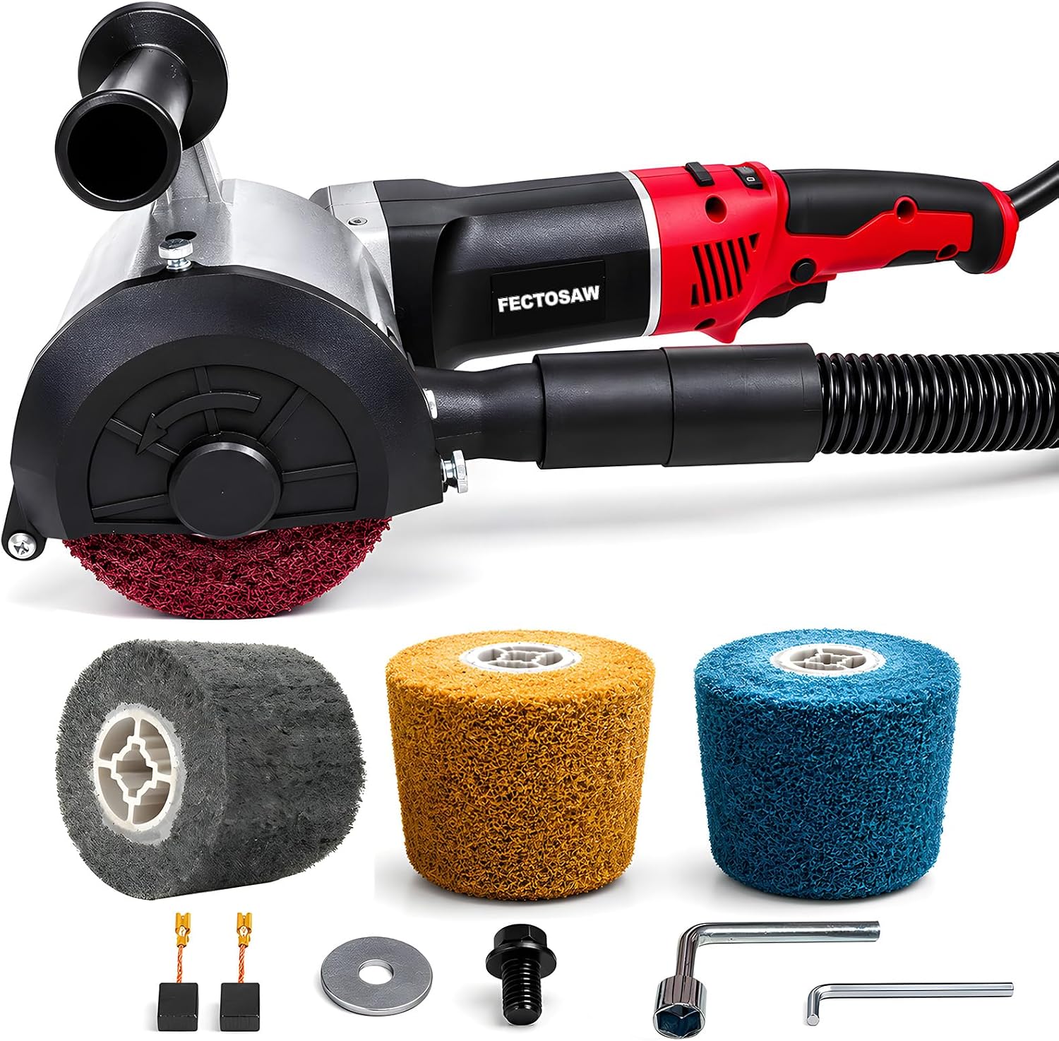 1380W Dustless Drum Burnishing Polisher, 6-Speed Variable Surface Conditioning Machine for Rust Removal, Paint Stripping, Stainless Steel Satin Finishing & Wood Restoration