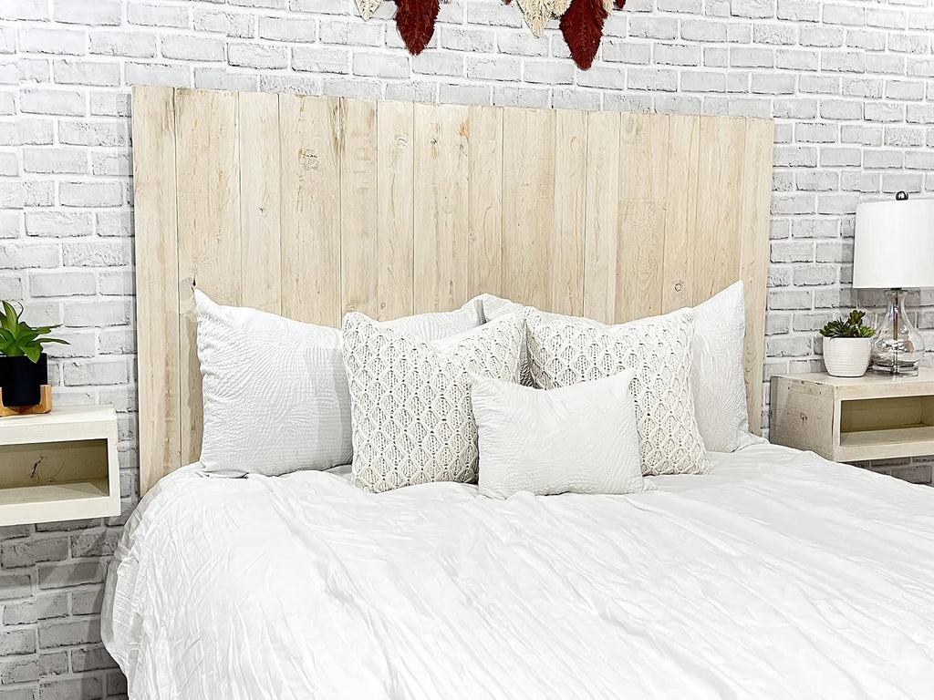 Barn Walls Antique White Headboard, Farmhouse Design, Solid Wood Headboard, Floating Panels, Wall Mount, Adjustable Height, Easy Assembly, Full Size
