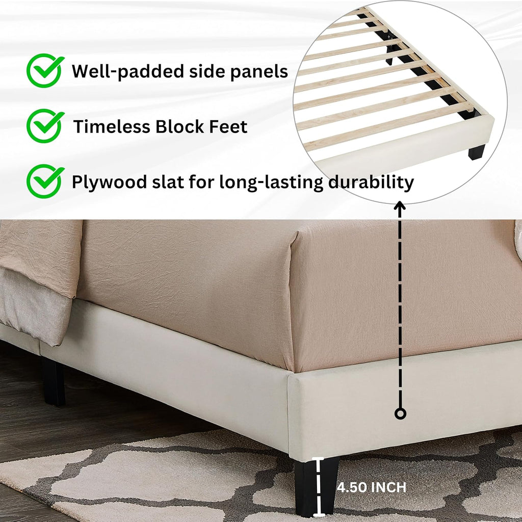 2-Piece Bedroom Set, Plush 3D Upholstered Bed with Nightstand, Full