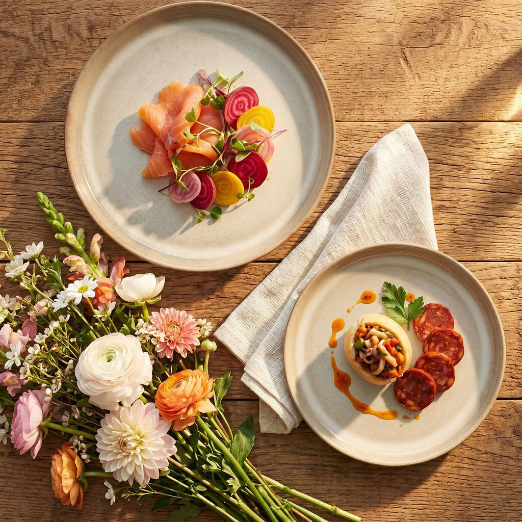 Ceramic Dinnerware (16 pcs) Serve 4 people, Plates and Bowls Sets,Handmade Reactive Glaze Dishes Set, Chip Resistant and Scratch Resistant, for Oven & Dishwasher & Microwave Safe