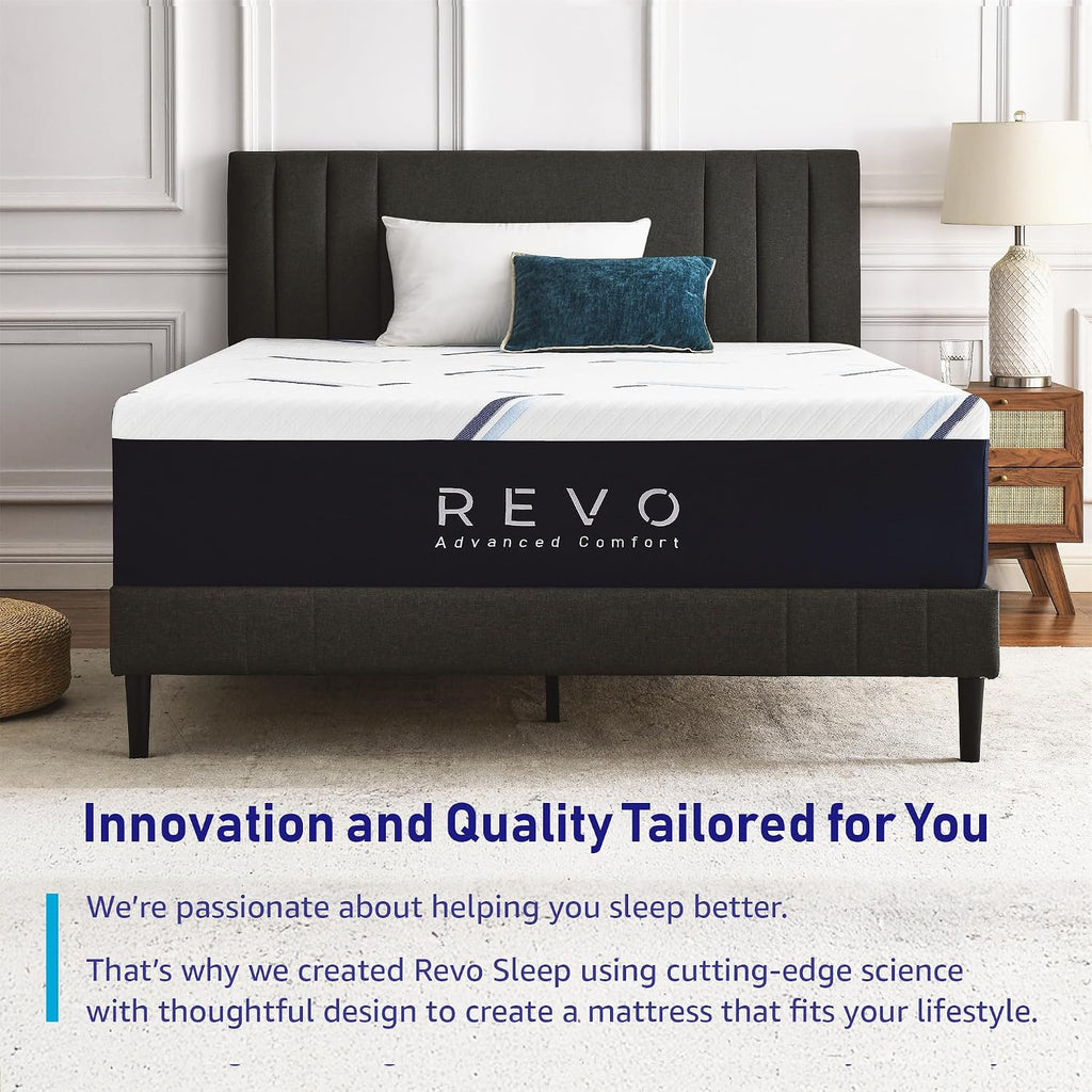 REVO Sleep Gel Memory Foam Mattress, 12-Inch Twin XL – Cooling Mattress with Gel Foam Support and Pressure Relief – Comfortable Sleep Surface for Dorms or Small Spaces