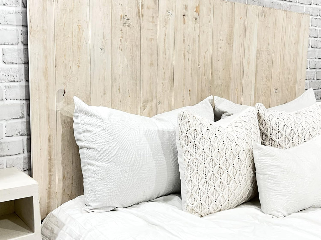 Barn Walls Antique White Headboard, Farmhouse Design, Solid Wood Headboard, Floating Panels, Wall Mount, Adjustable Height, Easy Assembly, Full Size