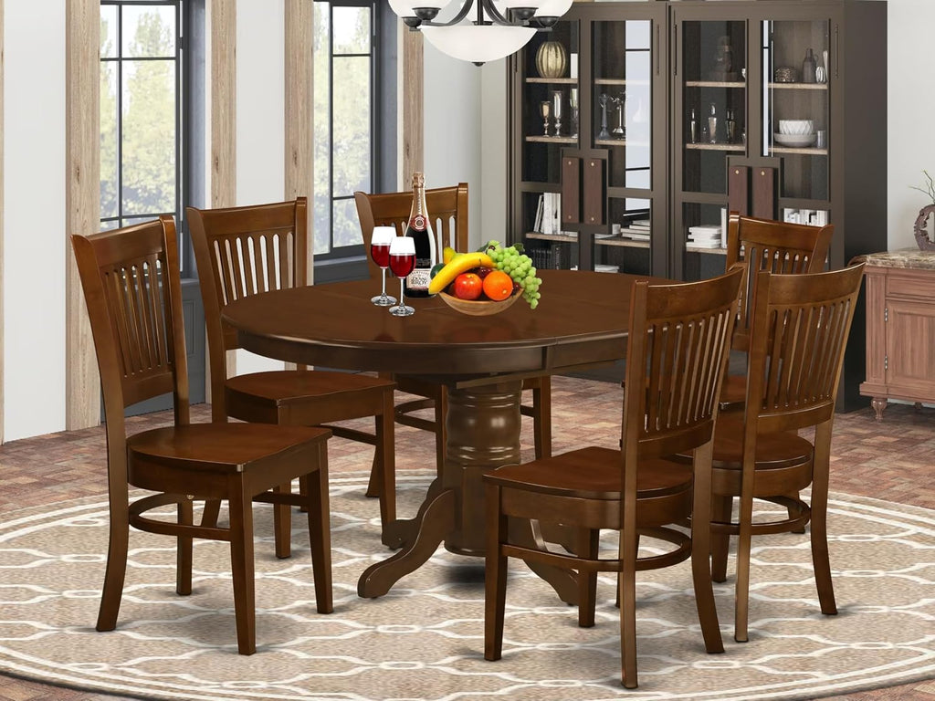 East West Furniture KEVA7-ESP-W 7 Piece Dining Set Consist of an Oval Dining Room Table with Butterfly Leaf and 6 Wood Seat Chairs, 42x60 Inch, Espresso