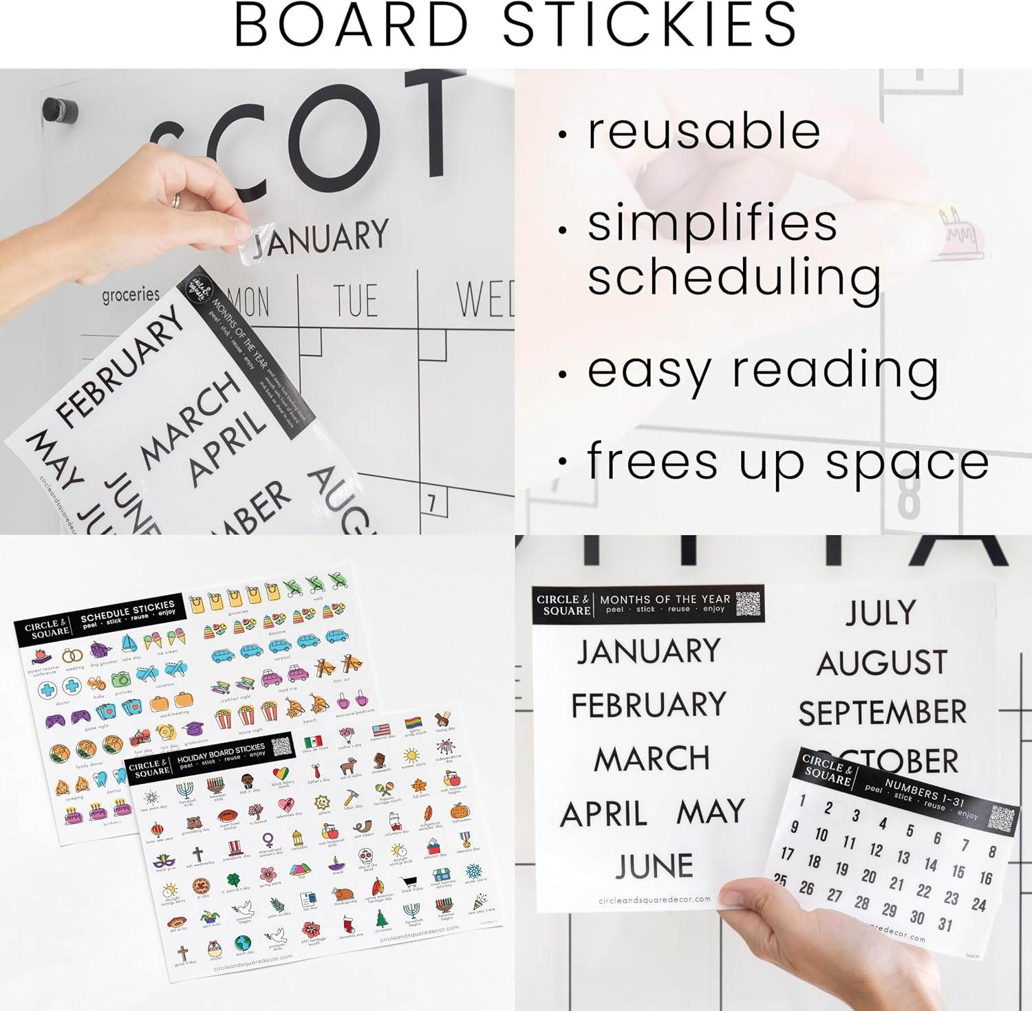 Personalized Clear Acrylic Calendar for Wall, Calendar Whiteboard for Wall, Dry Erase Wall Calendar, Wall Calendar Organizer System for Home (Block, Blush, 38'W x 26'H)