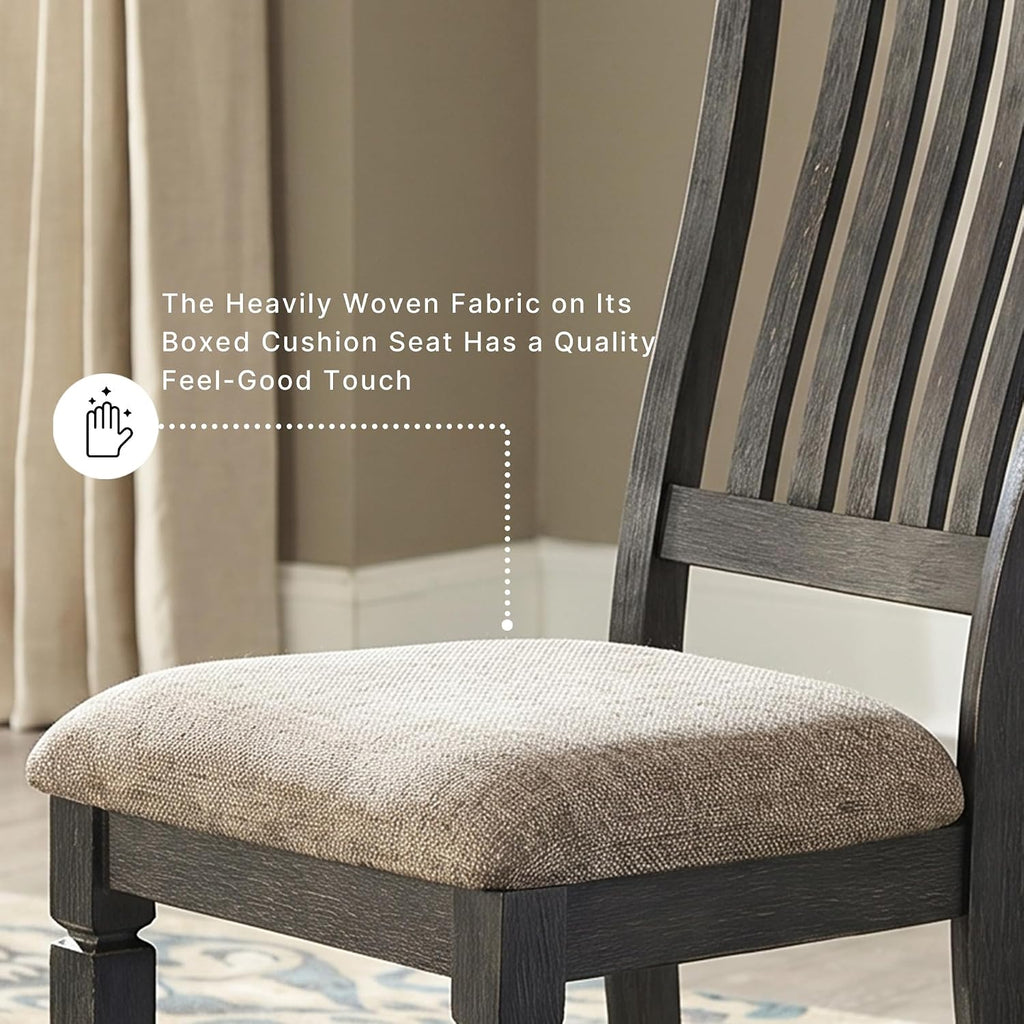 Signature Design by Ashley Tyler Creek Dining Room Upholstered Side Chair, 2 Count, Solid Wood, 19.25' H, Black and Grayish Black