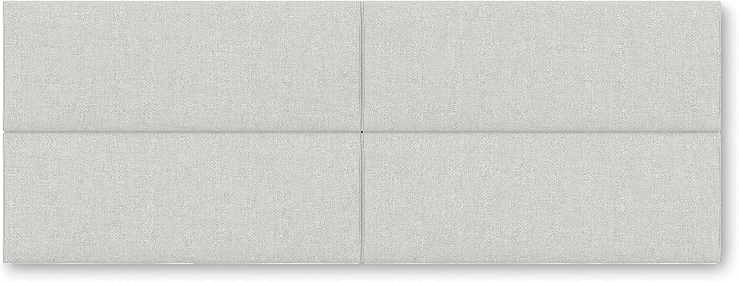 Jaxx Panelist Modern Padded Headboard – Set of 4 Wall Mounted Panels (Each 11.25' x 30') - Queen, Limestone Grey Microvelvet