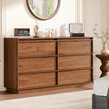 Ieejdn 55.12' Modern Chest of Drawer, 6 Deep Drawers,Clothes Organizer,Large Storage Cabinet for Living Room, Bedroom,Dresser TV Stand, Wood Drawer Organizer for Living Room, Hallway, Brown