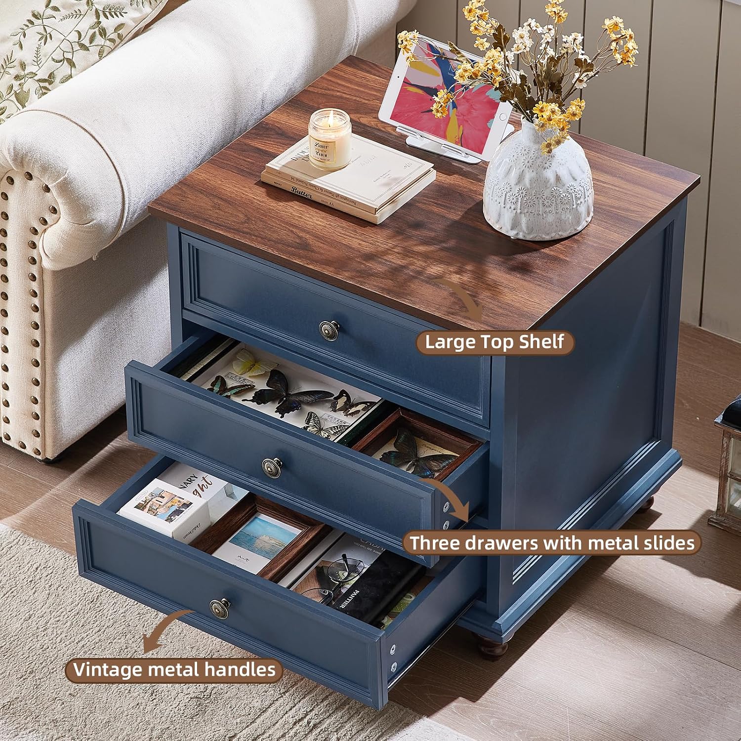 Joaxswe Farmhouse Dresser and Nightstand Sets, Wooden 7 Drawers Dresser & 24' Night Stand with 3 Drawers, 2 Piece Bedroom Furniture Set, Chest of Drawers for Bedroom, Home, Living Room, Hallway