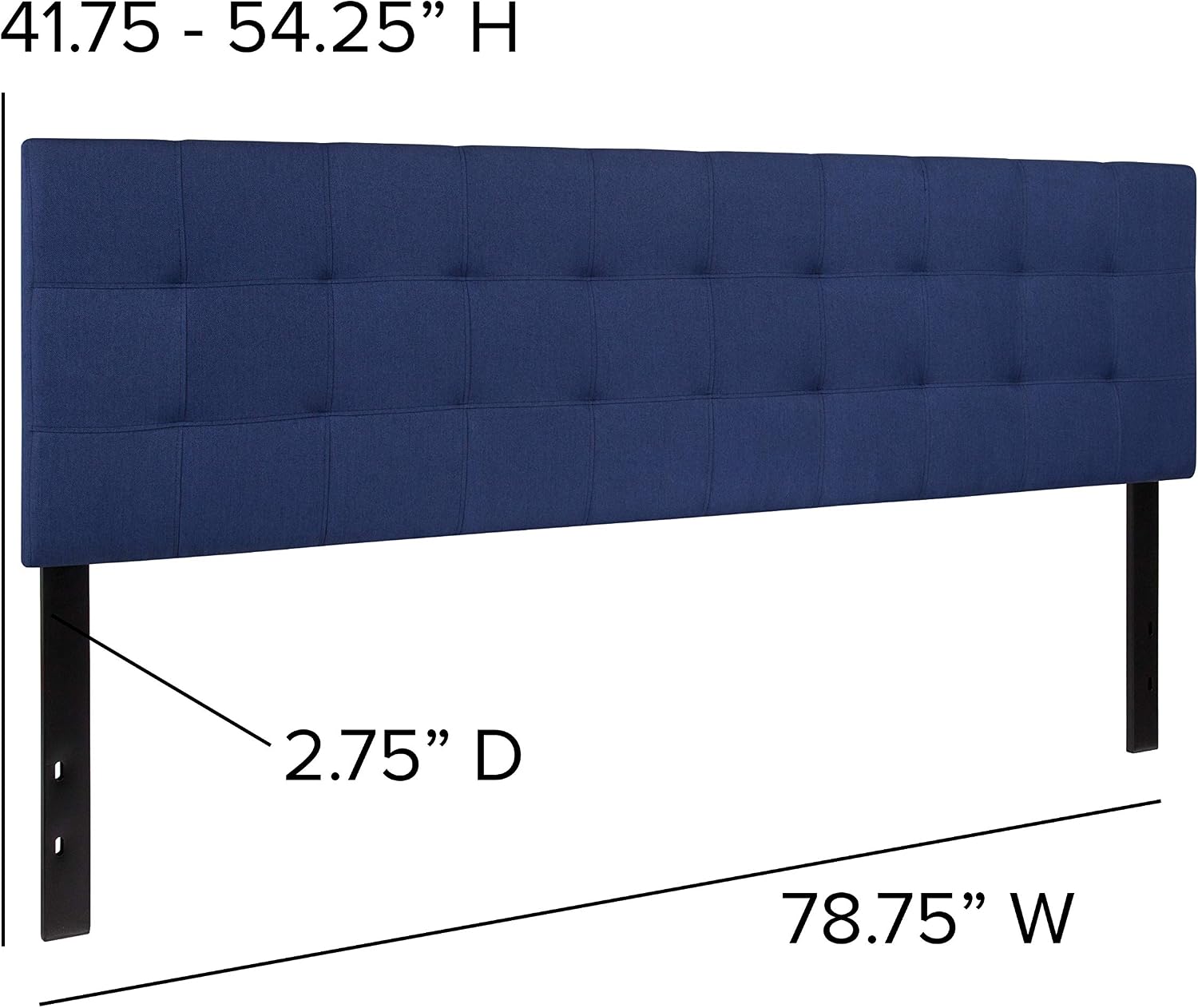Flash Furniture Bedford Tufted Upholstered King Size Headboard in Navy Fabric