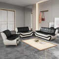 Contemporary Living Room Furniture Set, Vegan Leather Sofa Set for Living Room/House/Bedroom/Office/Apartment (Black&White, Sofa;Love;Chair)