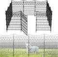12 Panels No Dig Fence with gate, 40in(H)×27ft(L) Tall Garden Fence Animal Barrier | Rustproof Metal Decorative Fence Outdoor | Heavy Duty Reusable Defense Fence Panels for Yard, Patio, Black