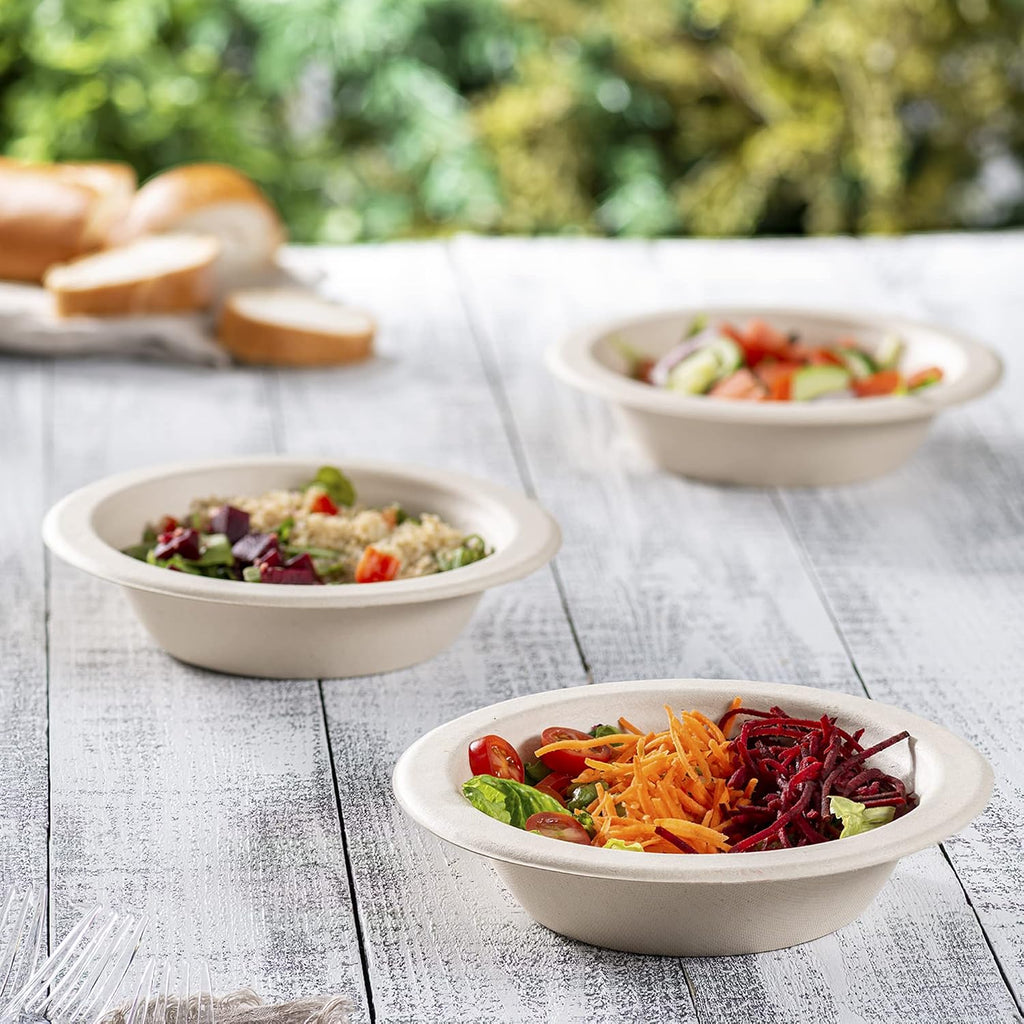GUSTO [Case of 750 16 oz Heavy-Duty 100% Compostable Kraft Paper Soup Bowls – Eco-Friendly Disposable Sugarcane- Brown Unbleached