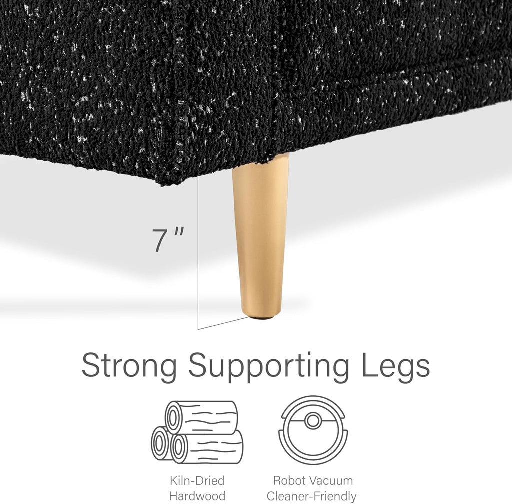 Furniture of America Oriana Contemporary Boucle Fabric 3-Piece Sofa Set with Back Pillows and Wooden Legs, Accent Furniture Sets for Living Room, Home Office, Bedroom, Lounge, Black