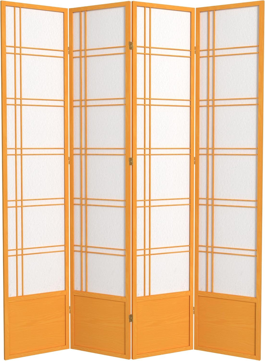 Red Lantern 7 ft. Tall Double Cross Shoji Screen - Honey - 4 Panels