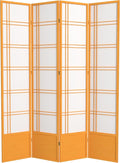 Red Lantern 7 ft. Tall Double Cross Shoji Screen - Honey - 4 Panels