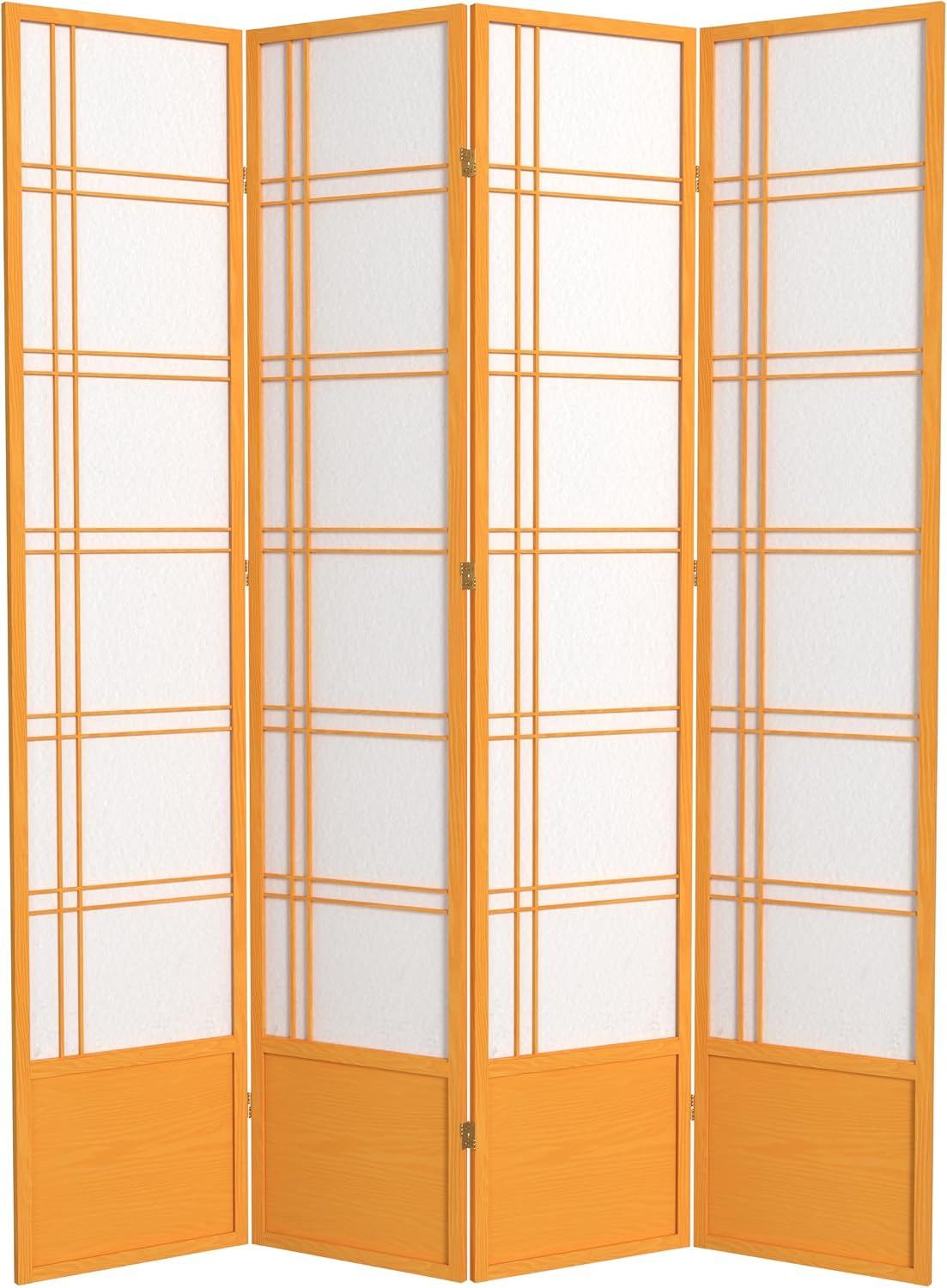 Red Lantern 7 ft. Tall Double Cross Shoji Screen - Honey - 4 Panels