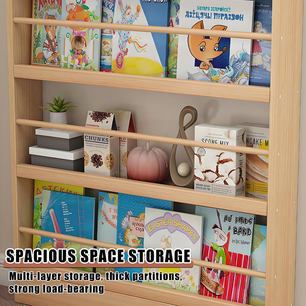 Behind Door Bookshelf,Toddler Bookshelf,Storage Cabinets,Organizer for Toys and Books,for Living Room, Children's Room, Study Room, etc. (A, 23.6' x 3.9' x 70.1')