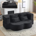 Convertible Folding Sofa Bed, 78' Full Size Loveseat Sleeper Sofa, Chenille Foldable Boneless Floor Couch with 4 Pillows for Guest Living Room Bedroom, No Assembly Required (Black)