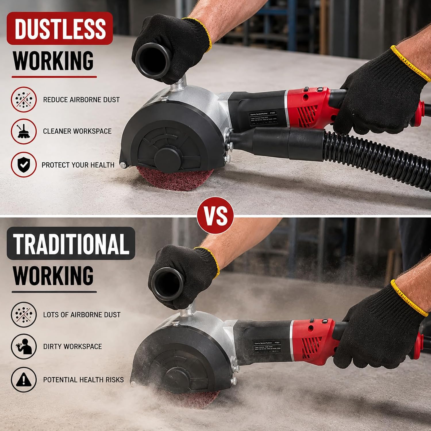 1380W Dustless Drum Burnishing Polisher, 6-Speed Variable Surface Conditioning Machine for Rust Removal, Paint Stripping, Stainless Steel Satin Finishing & Wood Restoration