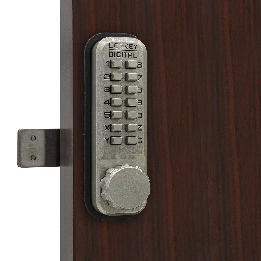 Lockey USA 2200SN Surface Mount Lock, Satin Nickel, Keypad, Retractable, Keyless