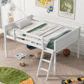 JIVOIT Full Size Low Loft Bed, Wooden Loft Bed with Convertible Ladder, Ladder can be Placed on The Left or Right, Full-Length Guardrails, No Box Spring Required (White & Convertible Ladder,Full)