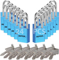 SEPOX® Ultra Rust-Resistant Weatherproof Padlocks, Blue Aluminum Set of 24 Padlocks with 36 Same Keys, High Security for Outdoor & Industrial Like Lock-Out, Gates, Storage, Lockers, Fences