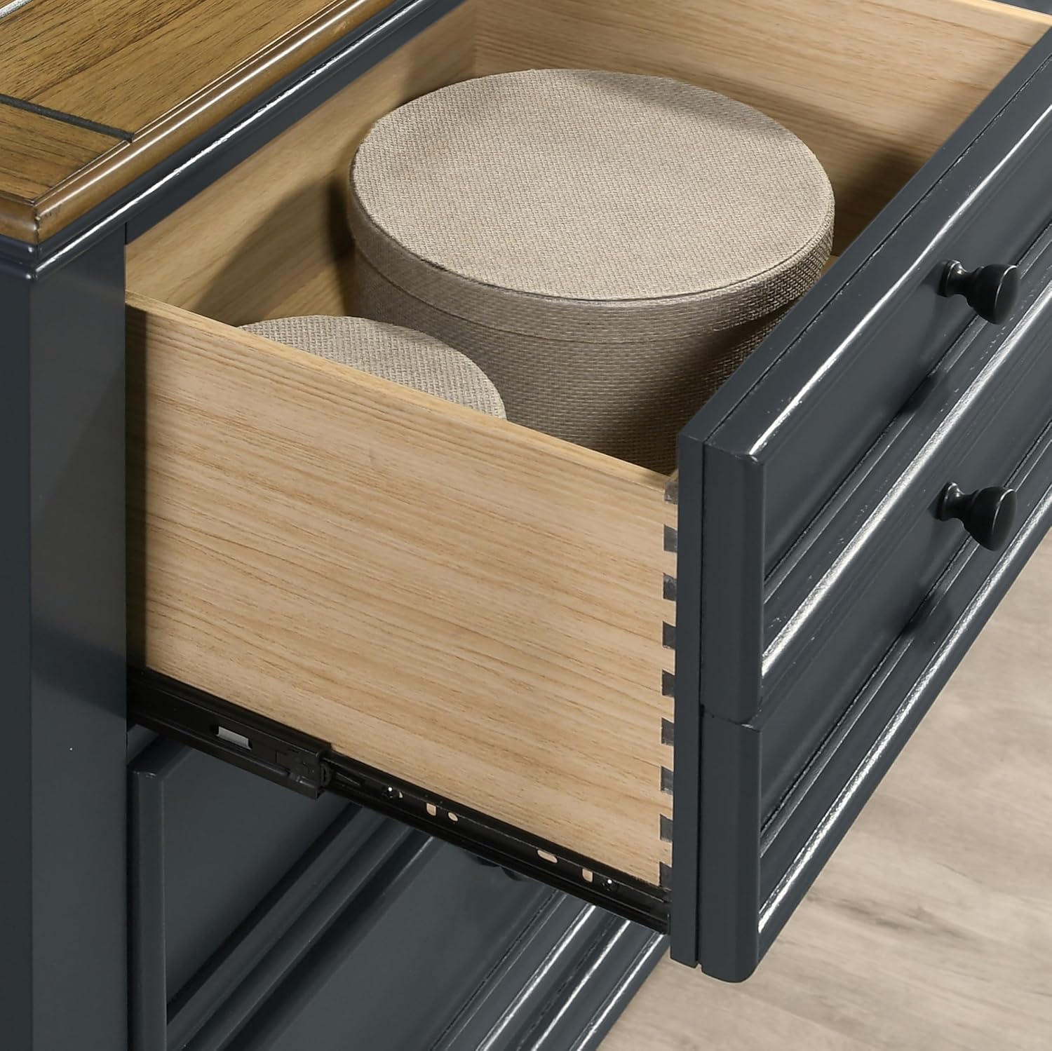 Roundhill Furniture Riverton Wood 5-Drawer Chest, Slate Blue