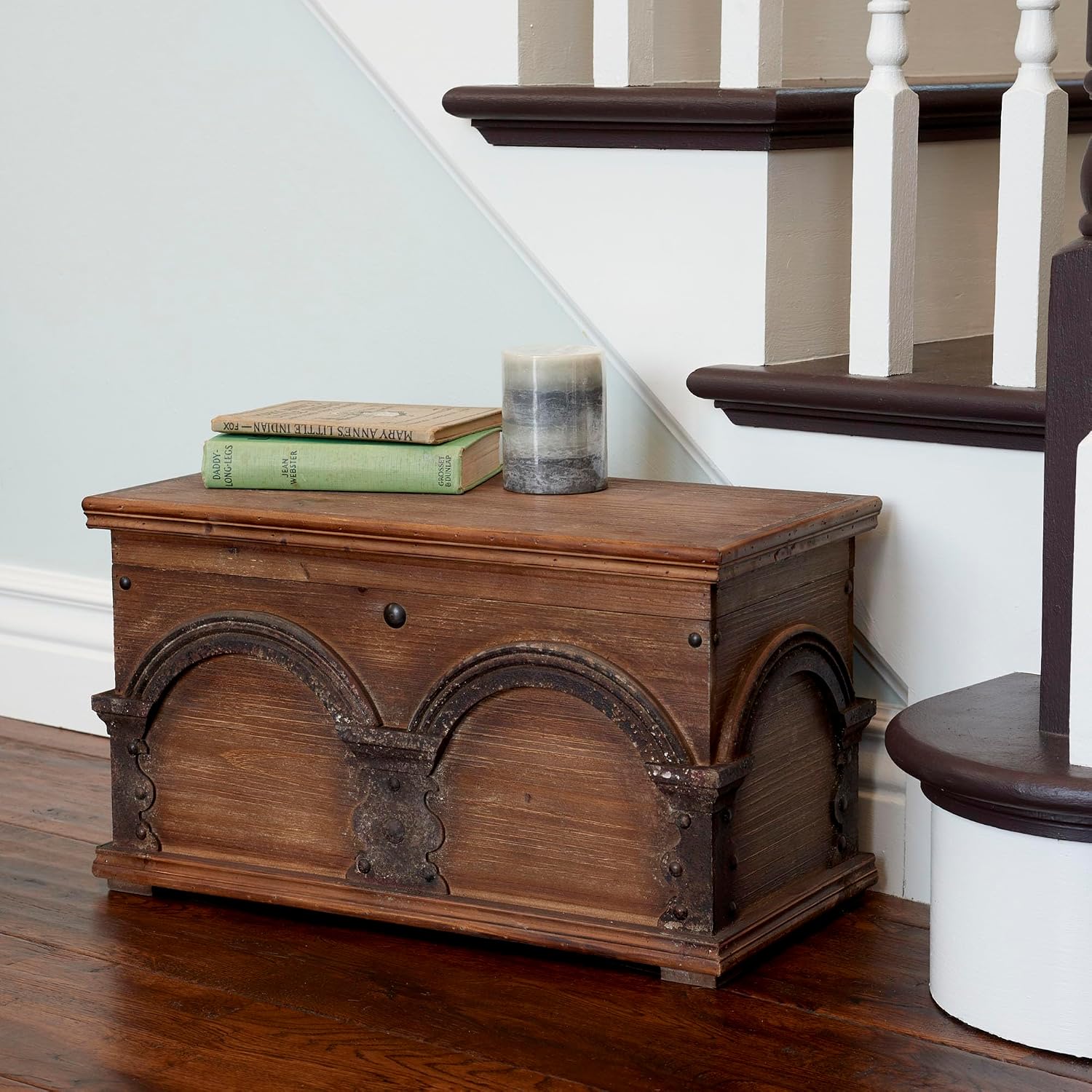 Household Essentials Wooden Arch Trunk Storage Chest, Small, Brown