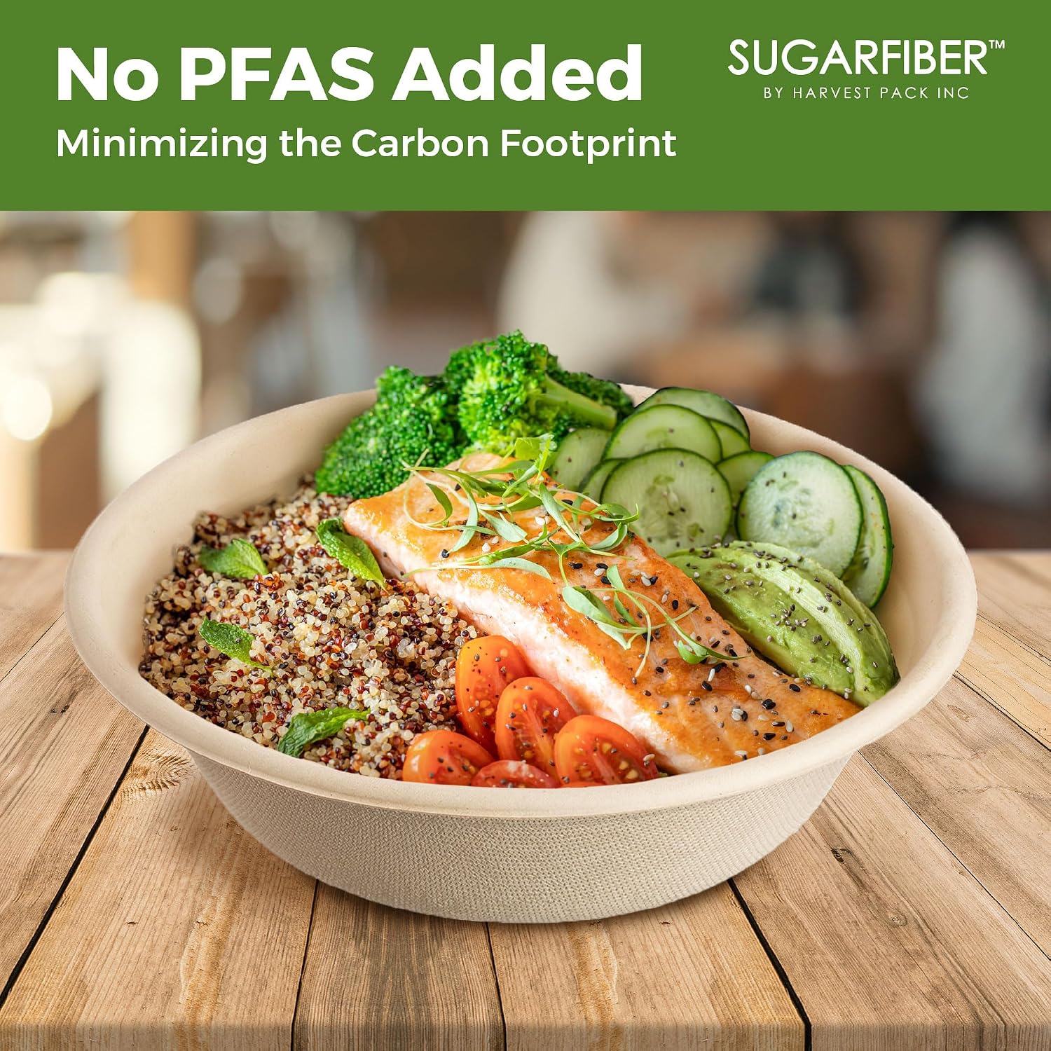 [500 SET]Harvest Pack PFAS FREE 32oz Compostable Round Paper Bowls with Dome Lids, Heavy-Duty Eco-Friendly Disposable Bagasse Salad Bowl, from Sugarcane plant fibers for Meal Prep
