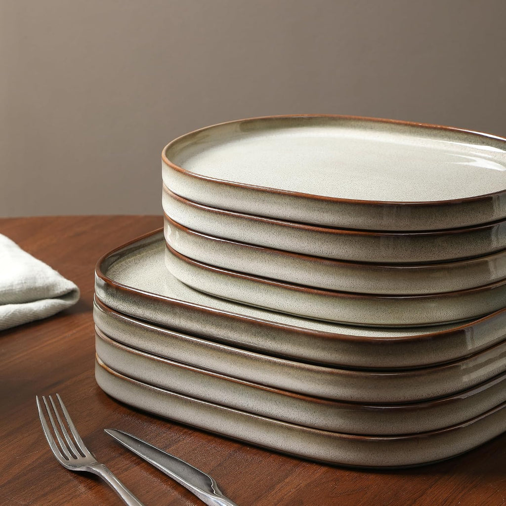 Stone Lain Cairo 24-Piece Dinnerware Set Stoneware, Plates and Bowls Set, Microwave and Dishwasher Safe, Includes Dinner and Salad Plates, Cereal Bowls, Dishes for 8, Grey