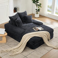 Oversized Chaise Lounge Chair Indoor, 62.6' Cloud Boneless Sleeper Couch Corduroy Upholstered Sofa Bed Deep Seat Comfy Reading Chair with 3 Pillows for Living Room Bedroom, Crey