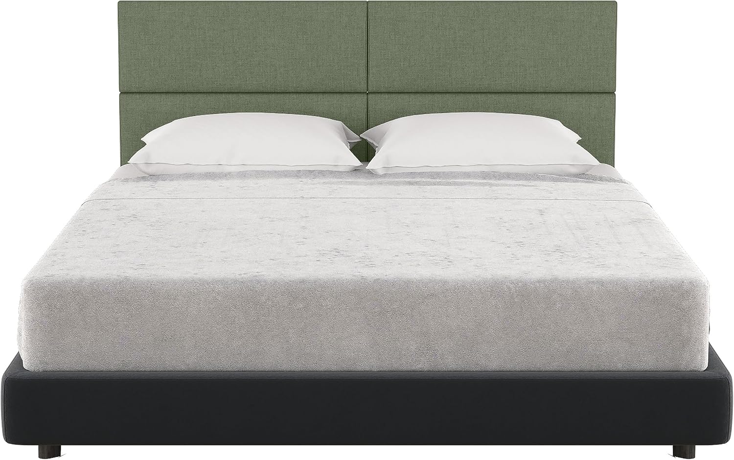 Jaxx Panelist Modern Padded Headboard – Set of 4 Wall Mounted Panels (Each 11.25' x 30') - Queen, Cypress Green Microvelvet