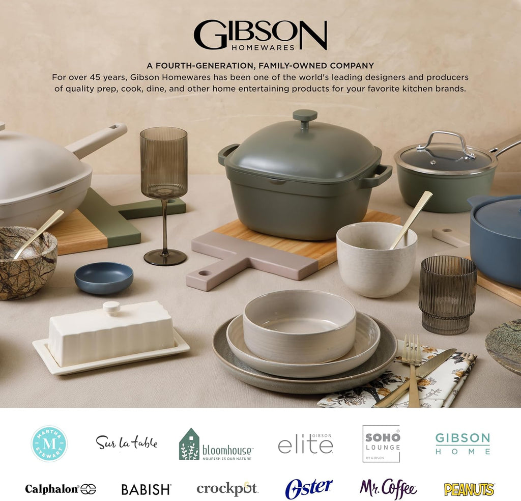 Gibson Elite Soho Lounge Square Reactive Glaze Stoneware Dinnerware Set, Service for 8 (40pc), Red/Black