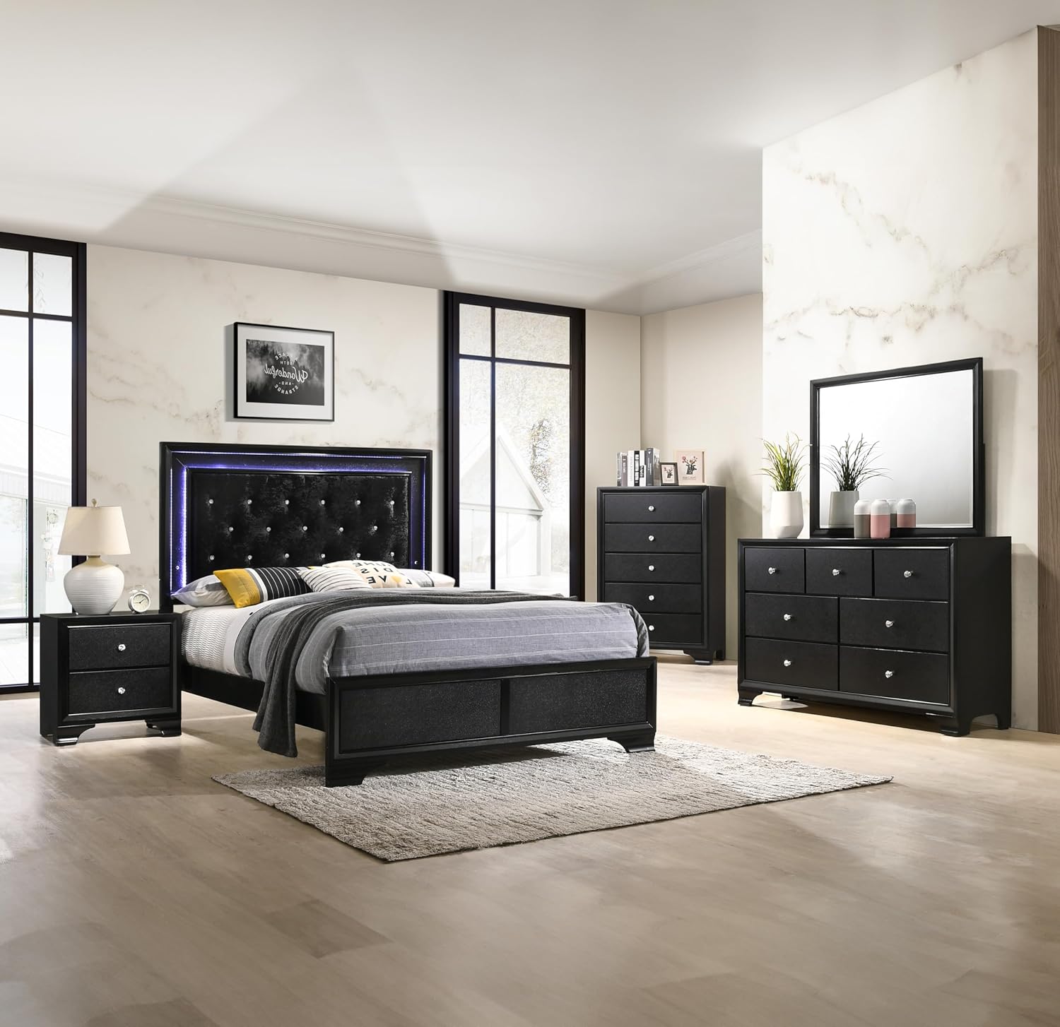 MASARA Micah 3-Piece Bedroom Set Full Bed+one Nightstand