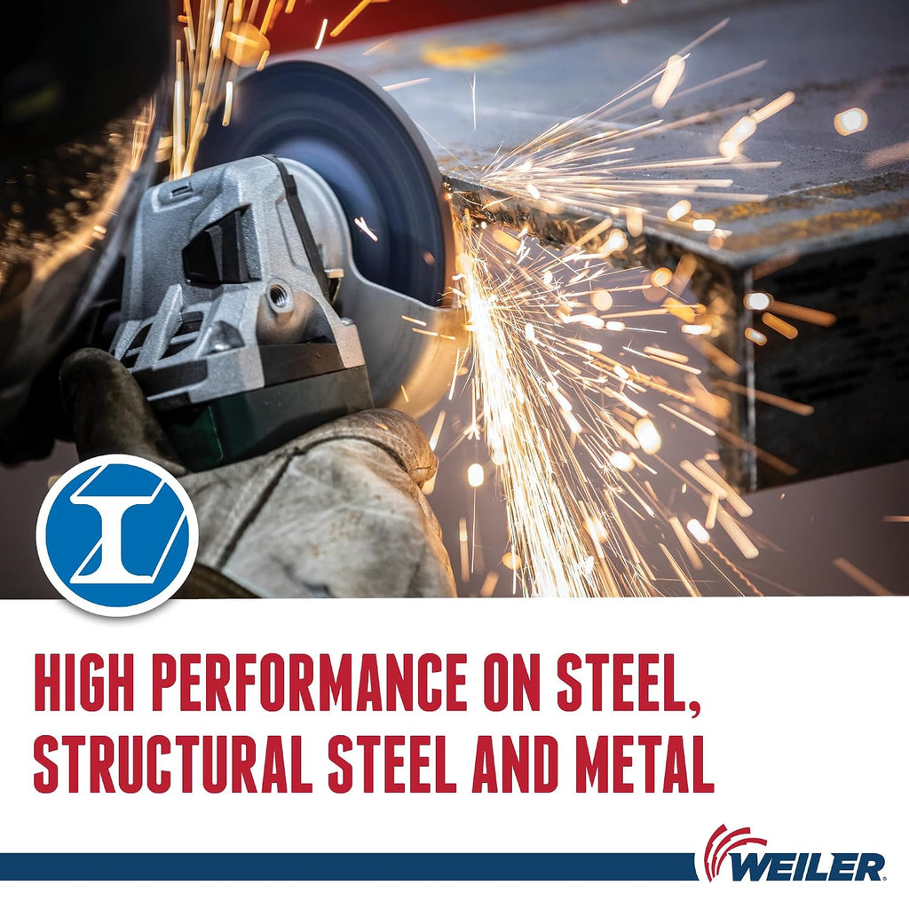 Weiler 58074 7' x 1/4' Tiger Zirc Type 27 Grinding Wheel, Z24T, 5/8'-11' UNC Nut (Pack of 10)
