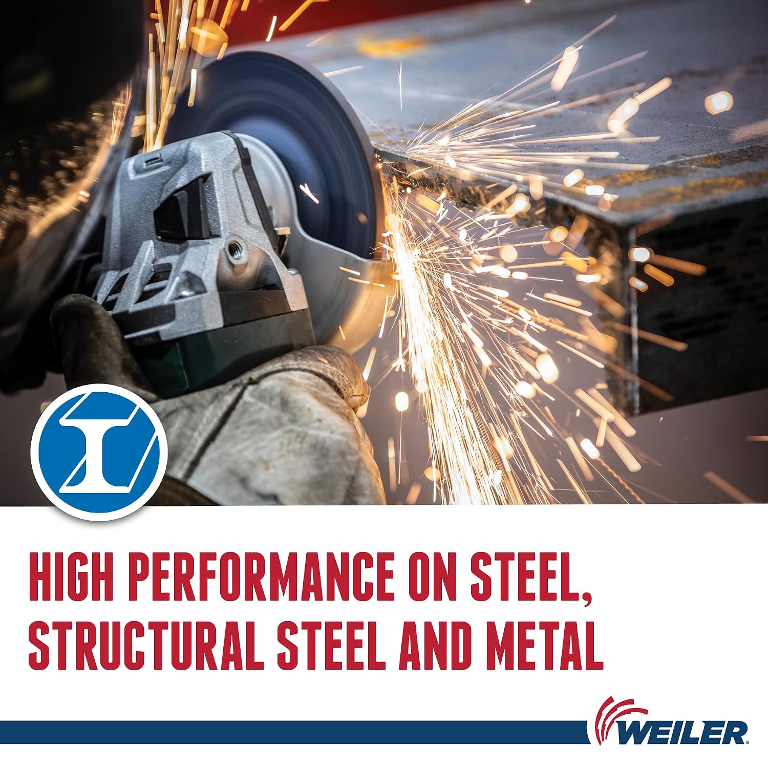 Weiler 58074 7' x 1/4' Tiger Zirc Type 27 Grinding Wheel, Z24T, 5/8'-11' UNC Nut (Pack of 10)