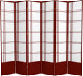 Red Lantern 7 ft. Tall Double Cross Shoji Screen - Rosewood - 6 Panels