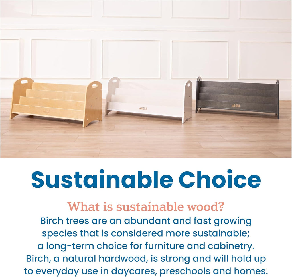 ECR4Kids 3-Shelf Floor Book Display with Handles, 36in, Children's Furniture, Natural